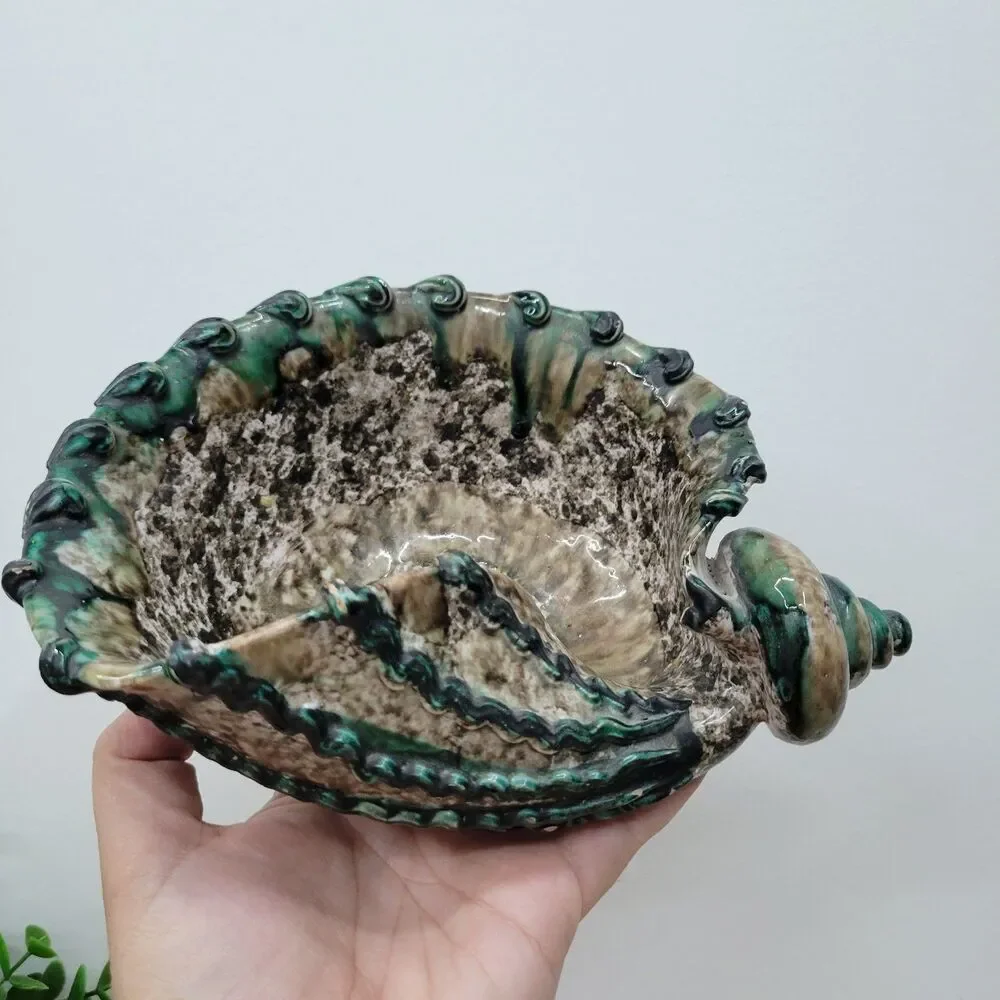 MCM Drip Glaze Italian Pottery Sea Shell Bowl Trinket Dish